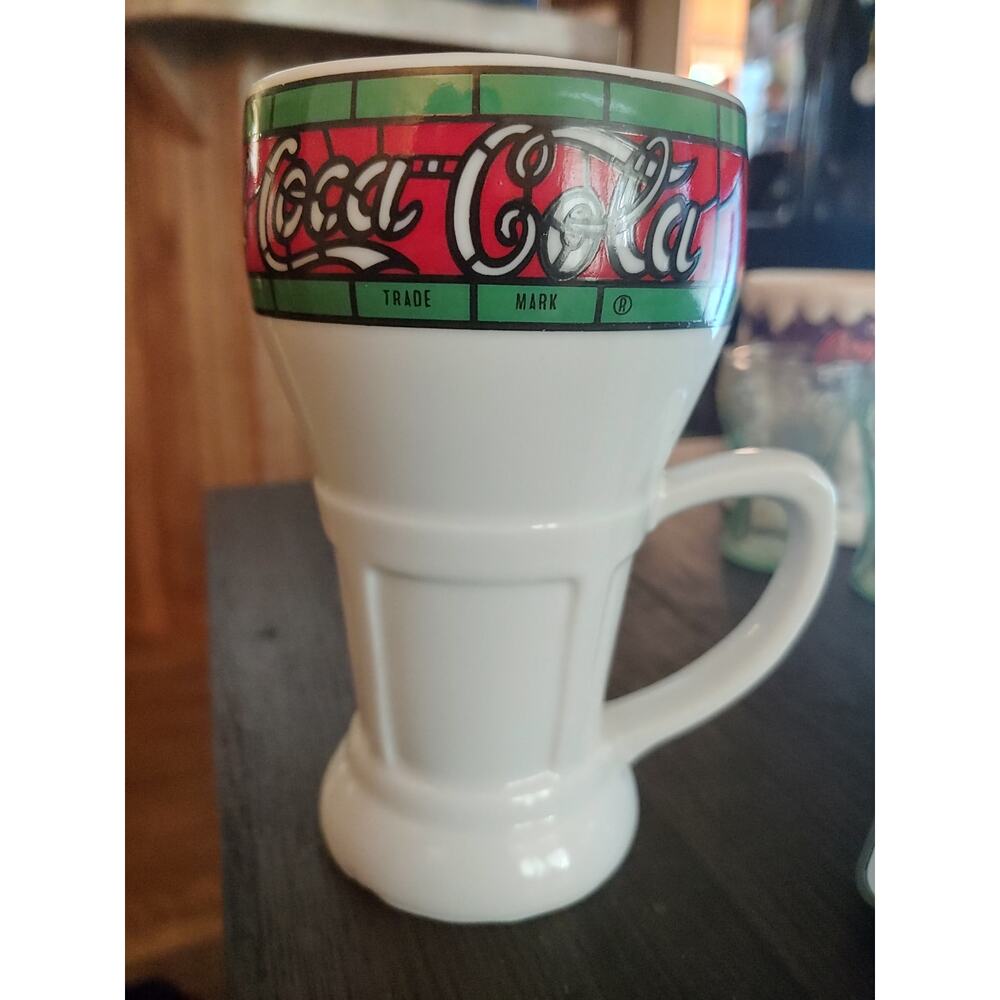 Vintage stained Glass Mann Made Mugs Coca Cola Mug